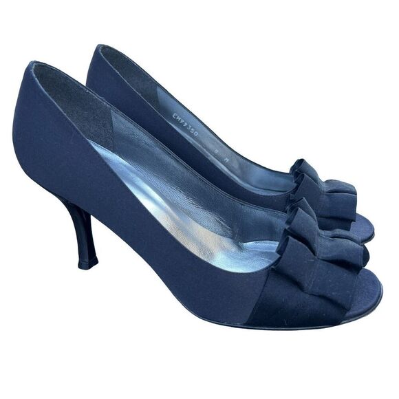 Stuart Weitzman GIGIRITZ Black Size 8 Ruffle 3.5" Heel Cocktail Pumps - Picture 8 of 11